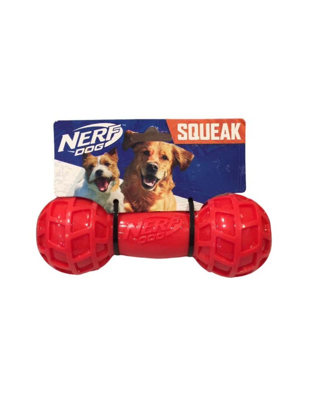 NERF DOG Squeaker Red Green Barbell 7" Dog Fetch Toy